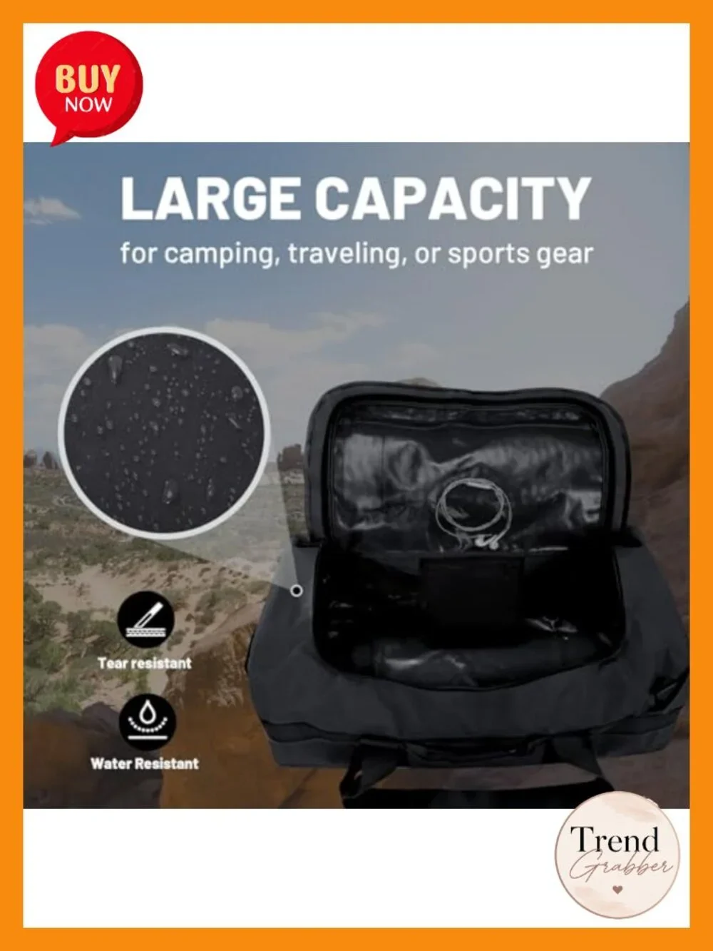Heavy Duty Water Resistant Convertible Backpack Duffel, Travel Gym Camping 90L